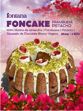 Foncake de pistacho y frambuesa